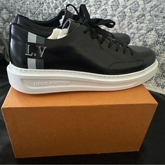 NEW LOUIS VUITTON BEVERLY HILLS LEATHER LOW TRAINERS Mens AUTHENTIC - Picture 3 of 5